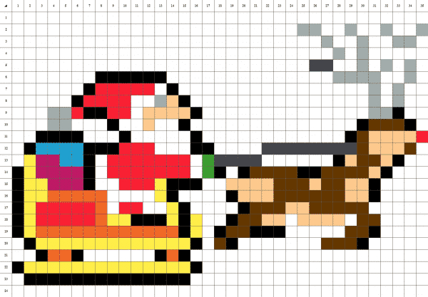Traîneau Père Noël • Pixel Art à Pixel Art Père Noël