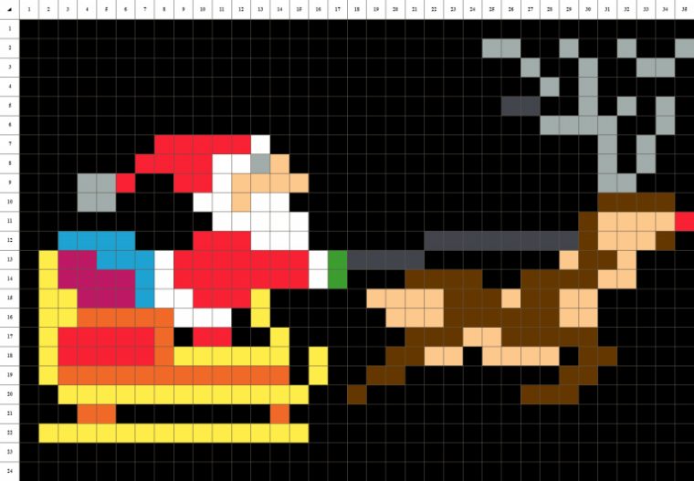 Traîneau Père Noël • Pixel Art destiné Pixel Art Père Noël