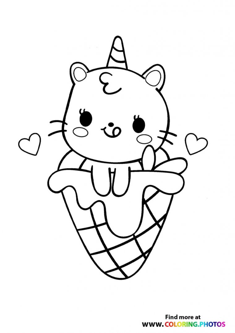 Unicorn Cat In A Ice-Cream – Coloring Pages For Kids intérieur Encanto Coloring Pages Printable