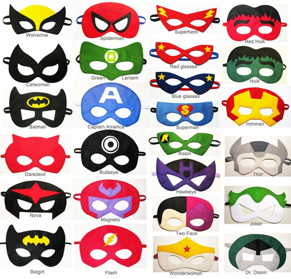 4 Felt Superhero Masks Party Pack For Kids You Choose Styles dedans Masque A Imprimer Super Heros