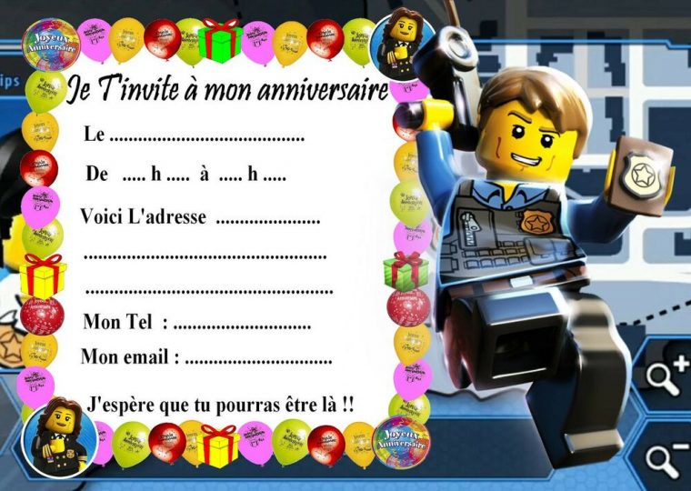5 Cartes Invitation Anniversaire Lego City 04 D'Autres En intérieur Carte Invitation Anniversaire À Imprimer