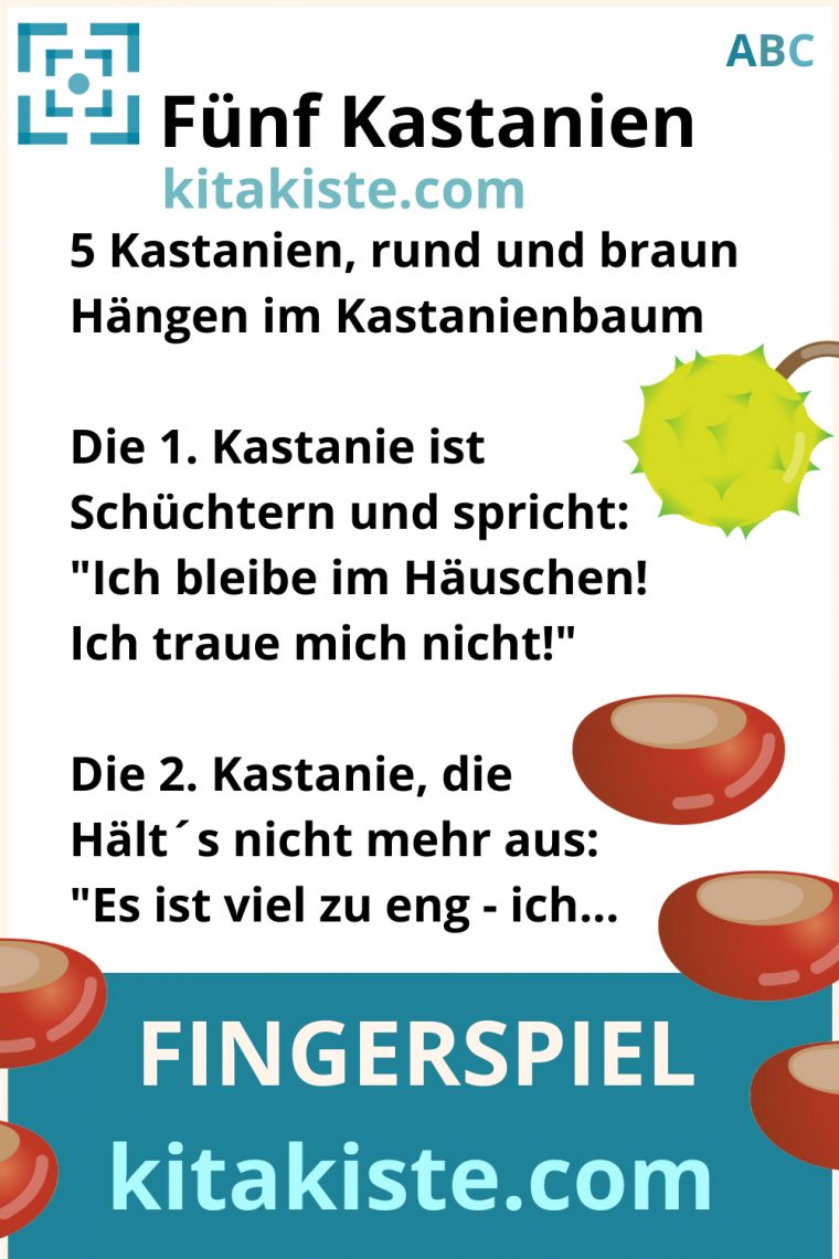 5 Kastanien – Fingerspiel Kita | Fingerspiele, Erzieherin intérieur Fingerspiel Igel Kindergarten