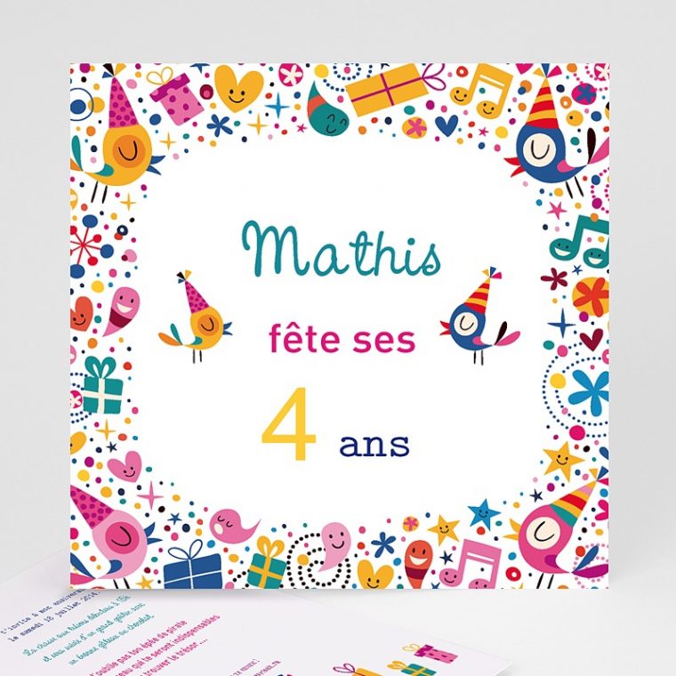 Anniversaire 4 Ans Fille destiné Carte Invitation Anniversaire Fille