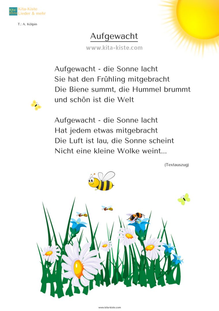 Aufgewacht – Lied / Frühling / Kindergarten pour Kinderlieder Zum Frühling
