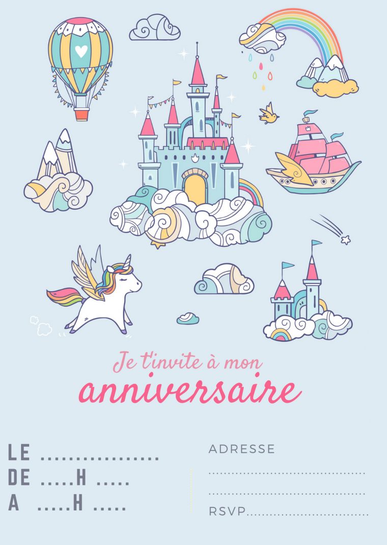 Cartes D'Invitation Pour Des Anniversaires De Licorne encequiconcerne Carton D Invitation Anniversaire Gratuit À Imprimer
