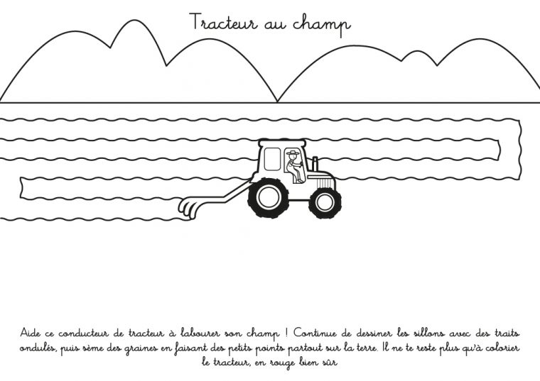Coloriage À Imprimer : Tracteur Dans Un Champ à Coloriage De Tracteur À Imprimer