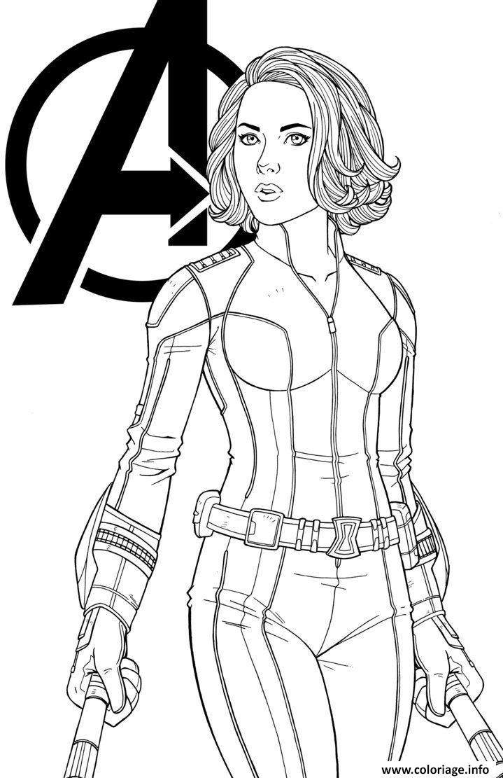 Coloriage Avengers Endgame Black Widow Marvel Dessin À avec Coloriages Avengers