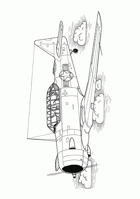 Coloriage Avion Armee Sur Hugolescargot dedans Dessin Avion De Guerre Facile