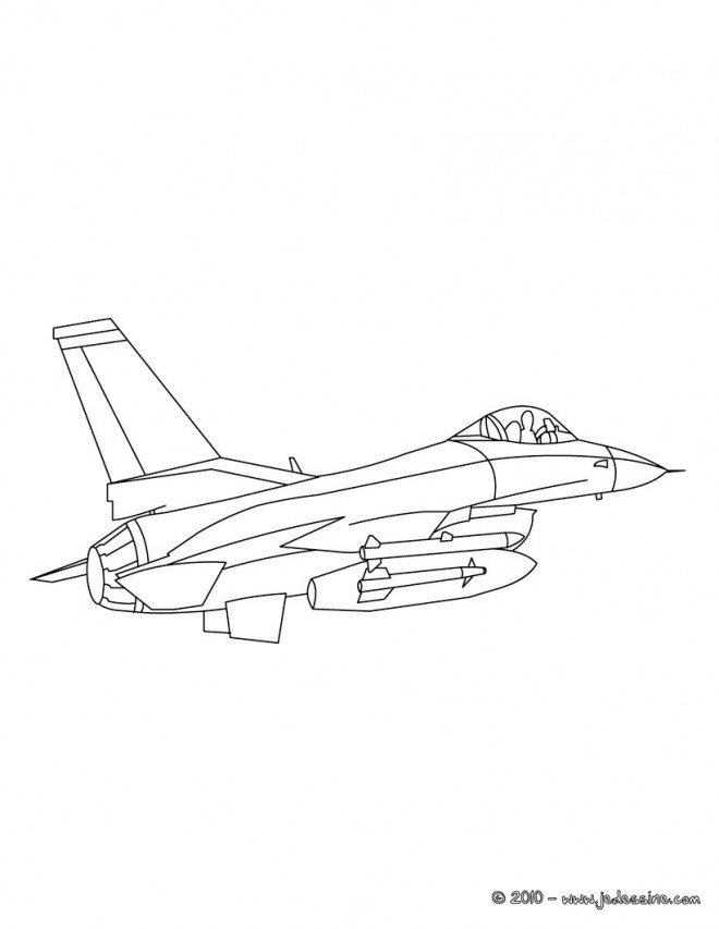 Coloriage Avion De Guerre Américain F16 Dessin Gratuit À serapportantà Dessin Avion De Guerre Facile