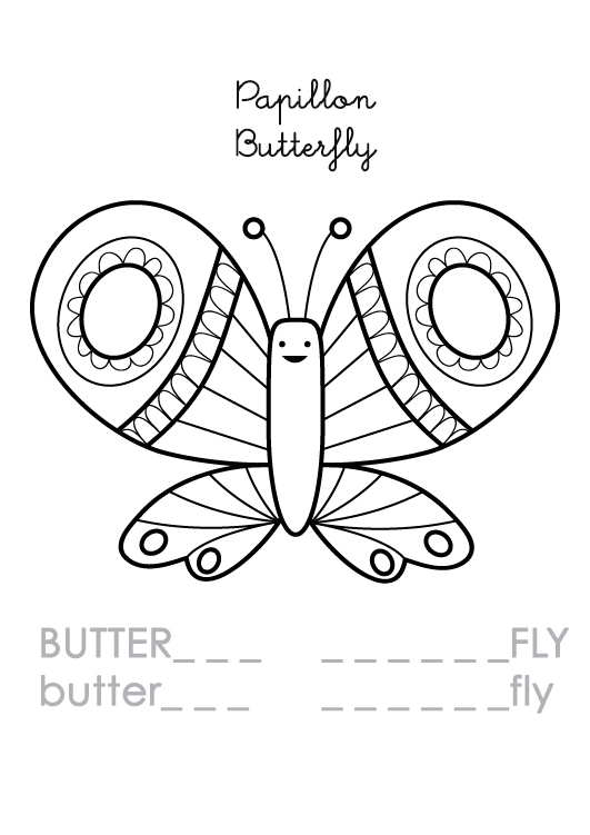 Coloriage En Anglais : Butterfly – Papillon avec Coloriage En Anglais