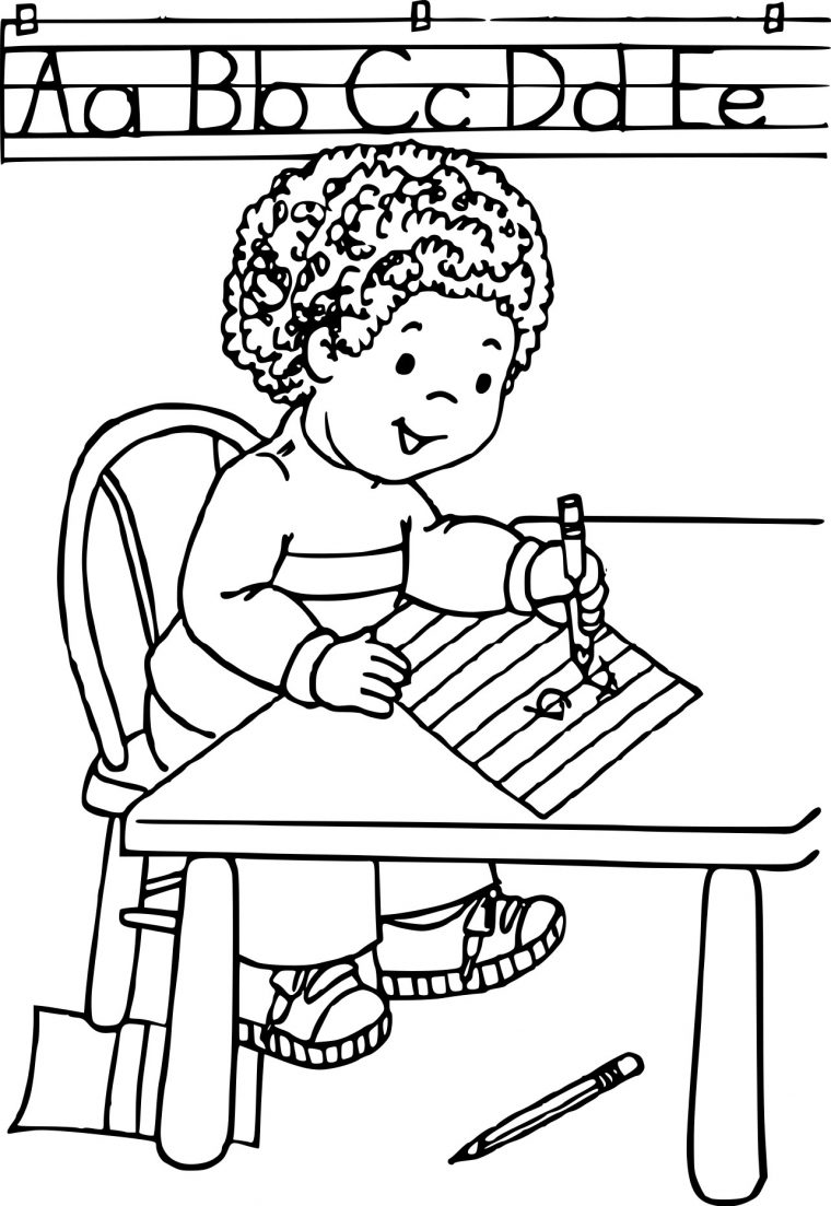 Coloriage Enfant Apprend À Ecrire A Imprimer avec Apprendre Le Dessin