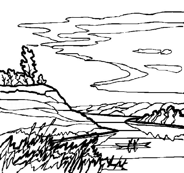 Coloriage Paysage De Campagne À Télécharger serapportantà Coloriage De Paysage