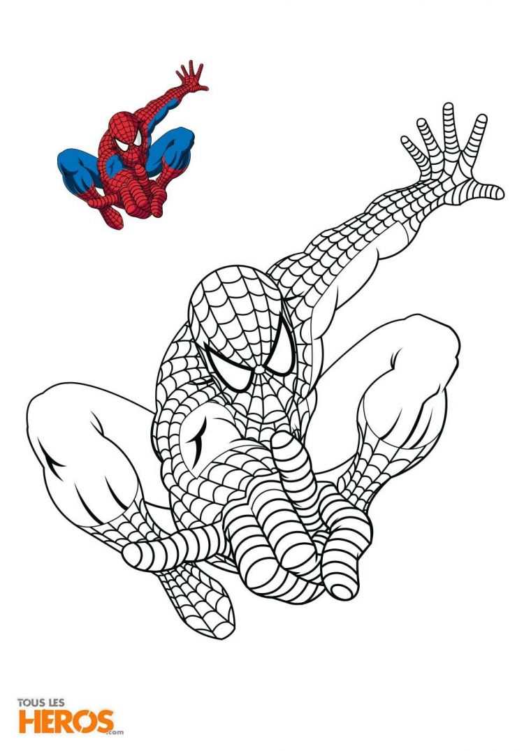 Coloriage Spiderman En Train De Sauter | Coloriage pour Dessin De Spiderman