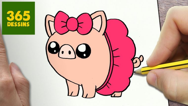 Comment Dessiner Porcelet Kawaii Étape Par Étape – Dessins avec Dessin Facile Animaux