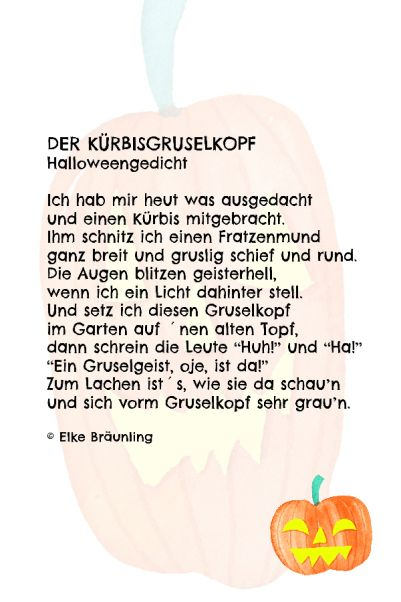 Der Kürbisgruselkopf | Herbstgedichte Für Kinder, Gedichte encequiconcerne Drachengeschichte Grundschule