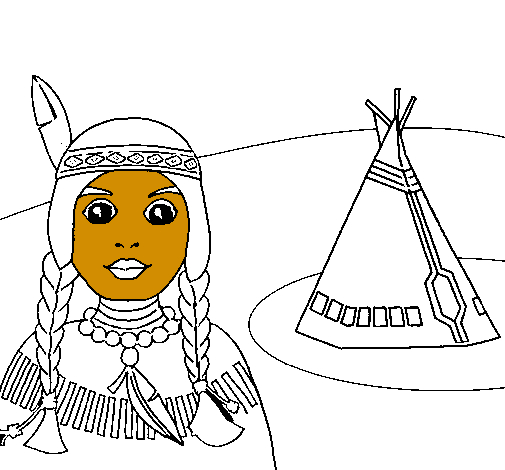 Dessin De Indienne Et Tipi Colorie Par Membre Non Inscrit à Dessin De Tipi