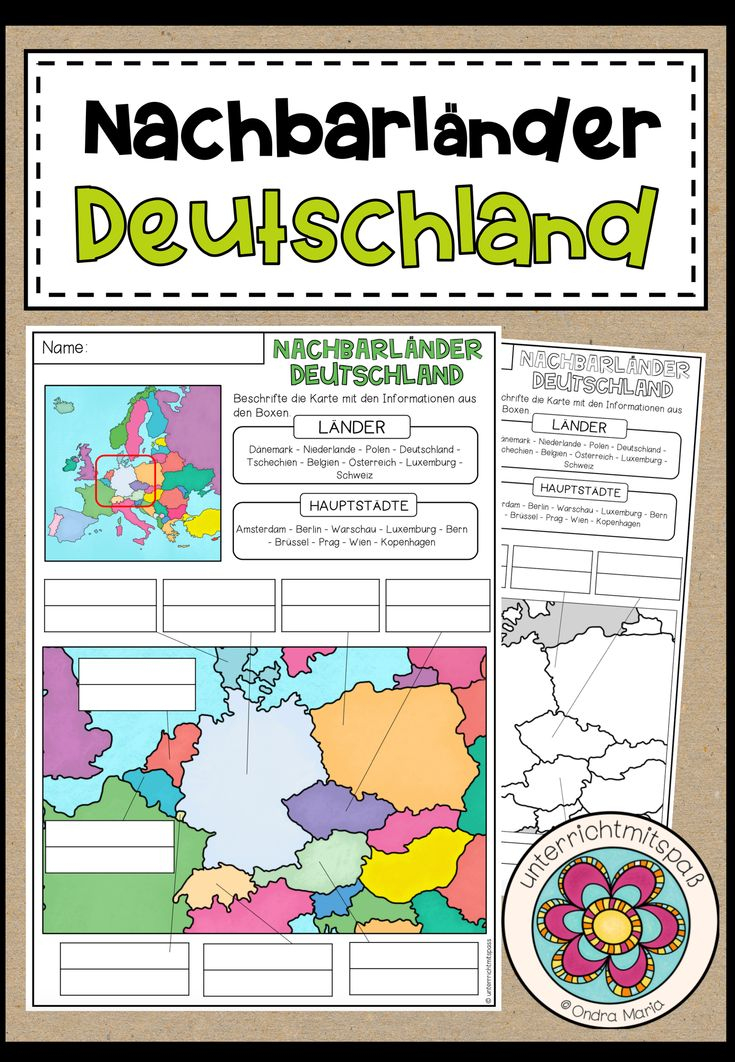 Deutschland: Nachbarländer (Kartenarbeit encequiconcerne Geographie Deutschland Lernen