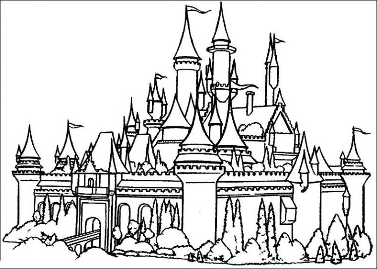 Disneyland Castle Coloring Pages At Getcolorings serapportantà Coloriage Chateau Princesse Disney