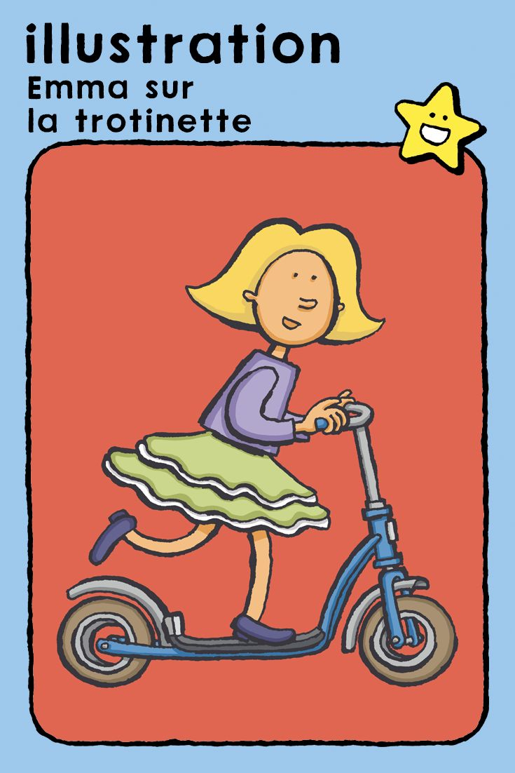 Emma Sur La Trottinette • Illustration | Coloriage tout Coloriage Trottinette Emma Sur La Trottinette • Illustration | Coloriage tout Coloriage Trottinette