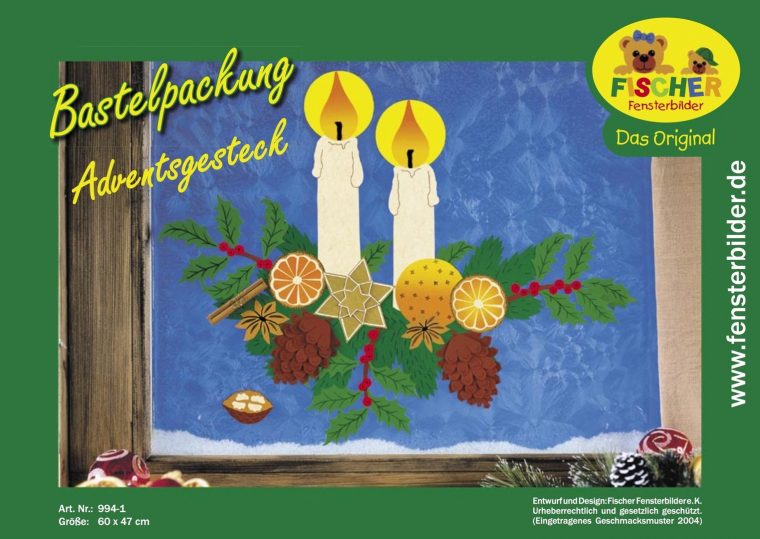 Fensterbild Bastelvorlage Adventsgesteck – Fischer concernant Basteln Mit Tonpapier Vorlagen Weihnachten