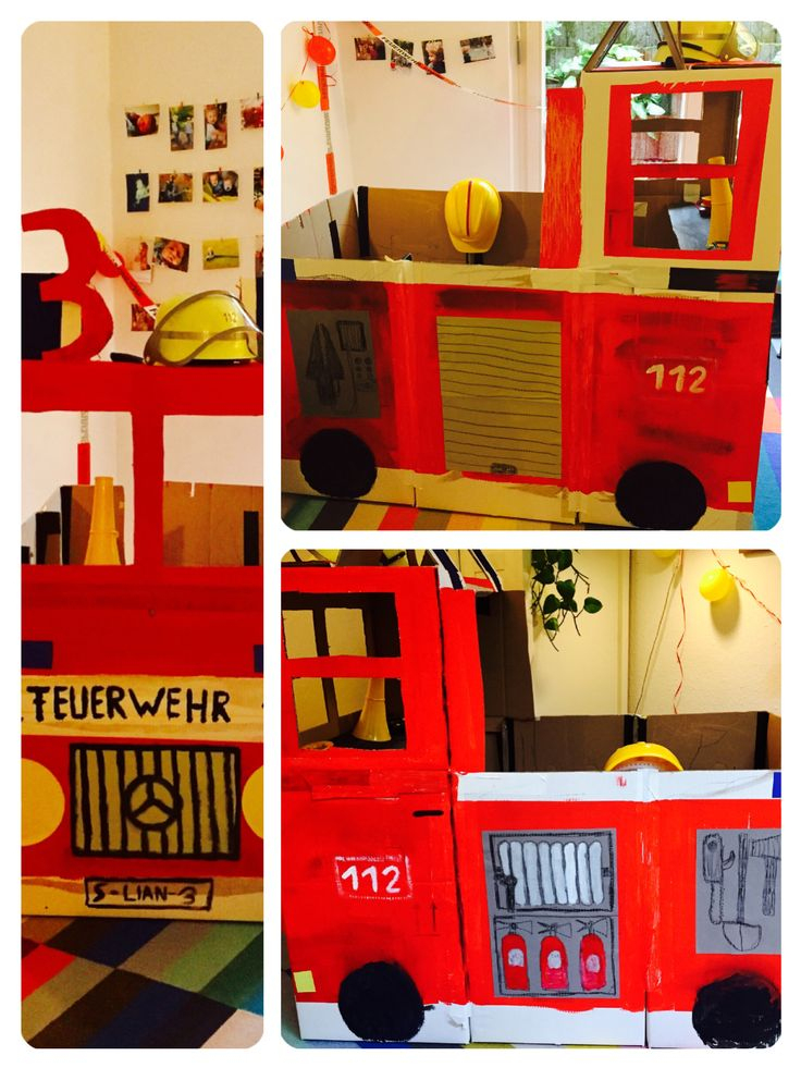 Feuerwehr 🚒 Geburtstag! Ein Feuerwehrauto Kartonkunstwerk☺ destiné Feuerwehr Im Kindergarten