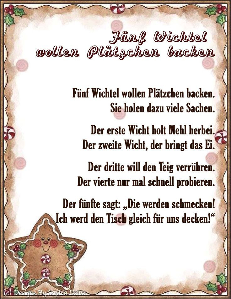 Fingerspiel - Fünf Wichtel Wollen Plätzchen Backen avec Gedichte Für Kindergarten Weihnachten