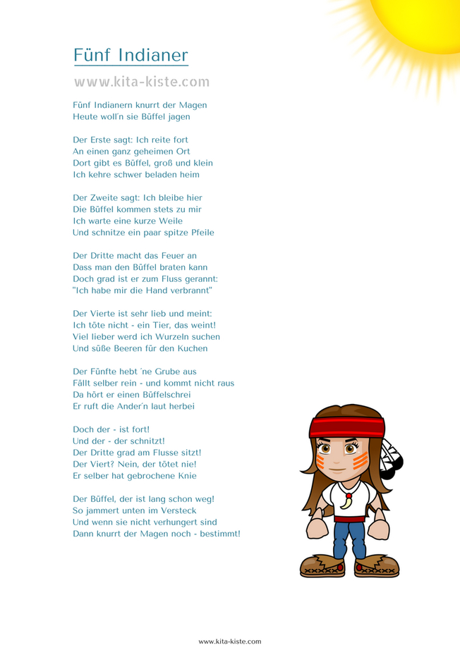 Fingerspiel Gedicht Indianer Kita | Kinder Lied encequiconcerne Indianer Kindergeschichte