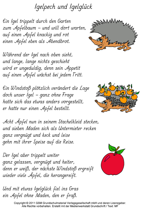 Gedicht: Igelpech Und Igelglück – Medienwerkstatt-Wissen encequiconcerne Zungenbrecher Für Kindergarten