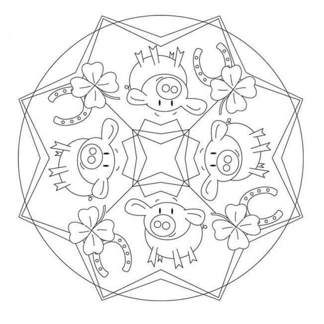 Glücksbringer Mandala | Basteln Silvester, Glücksbringer dedans Mandala Selbst Gestalten