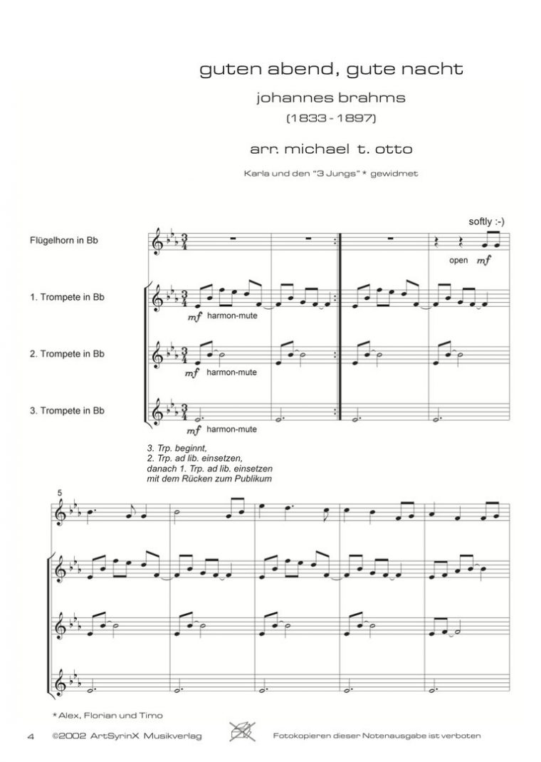 Guten Abend, Gute Nacht – Artsyrinx Musikverlag tout Guten Abend Gute Nacht Noten
