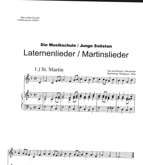 Haas, Wolfgang G. (Arr.) – Laternenlieder – Martinslieder pour Durch Die Straßen Auf Und Nieder Akkorde Haas, Wolfgang G. (Arr.) – Laternenlieder – Martinslieder pour Durch Die Straßen Auf Und Nieder Akkorde