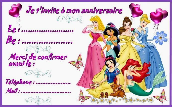 Incroyable Carte D'Anniversaire Princesse Disney À pour Invitation Anniversaire Fille Gratuite À Imprimer