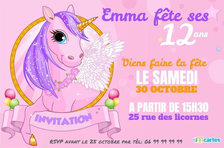 Invitation Anniversaire Pink Licorne Gratuite À dedans Carte D Invitation Anniversaire À Imprimer