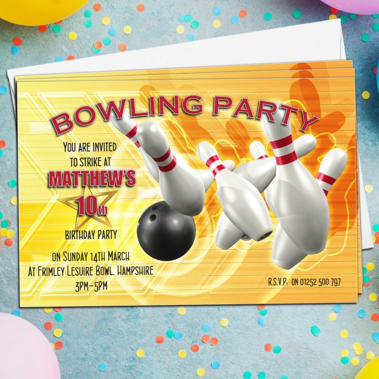 Invitation Bowling Text – Invitations D'Anniversaire À serapportantà Invitation A Imprimer