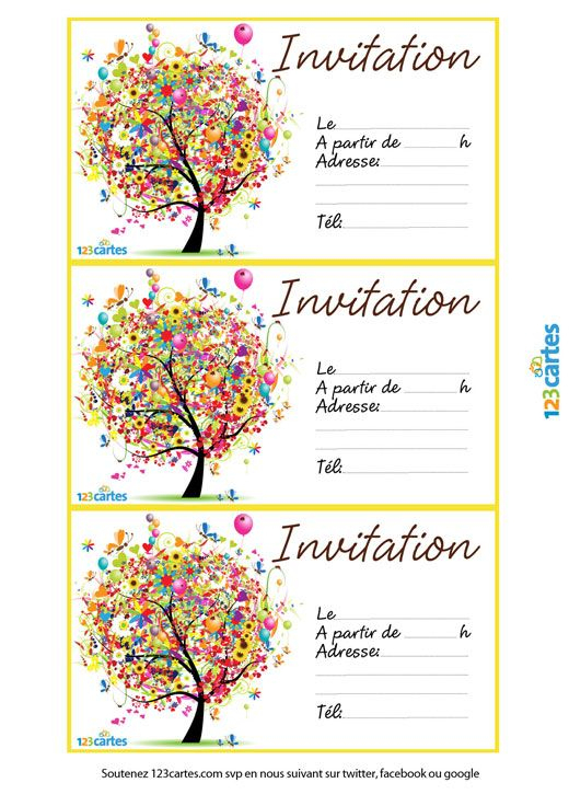 Invitation L'Arbre Des Anniversaires | 123 Cartes tout Carton D Invitation Anniversaire Gratuit À Imprimer