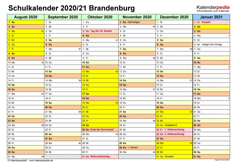 Kalender 2021 Brandenburg Zum Ausdrucken Kostenlos intérieur Jahreskalender Zum Eintragen