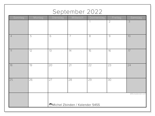 Kalender "54Ds" September 2022 Zum Ausdrucken – Michel pour Monatskalender Zum Ausdrucken