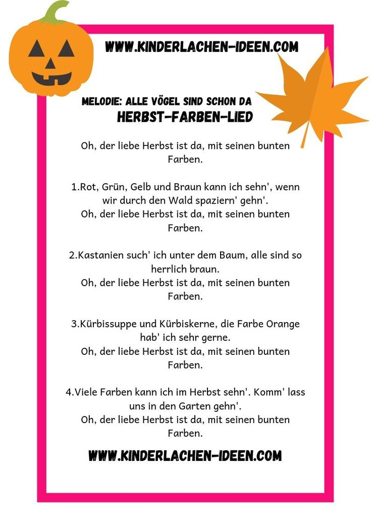 Kinderlied | Herbst-Farben – Kinderlachen-Ideen | Kinder avec Kinderlied Der Herbst Ist Da