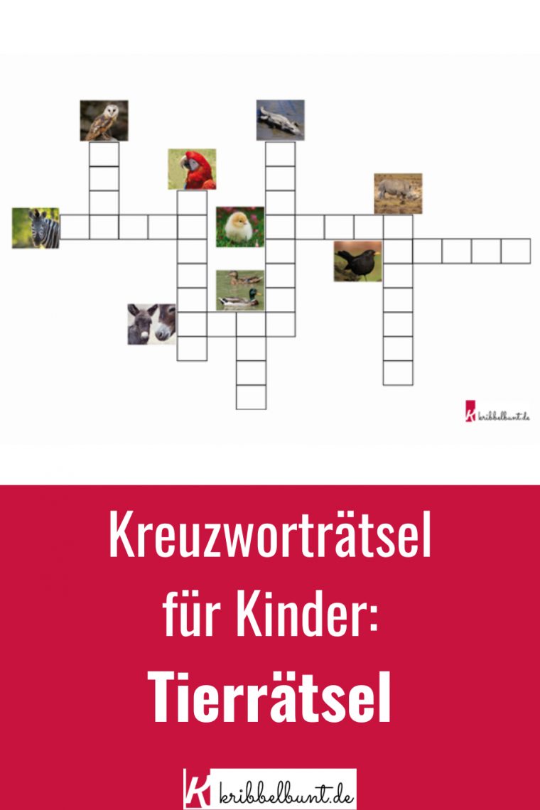 Kreuzworträtsel Für Kinder Thema Tiere | Kribbelbunt.de pour Kinder Kreuzworträtsel