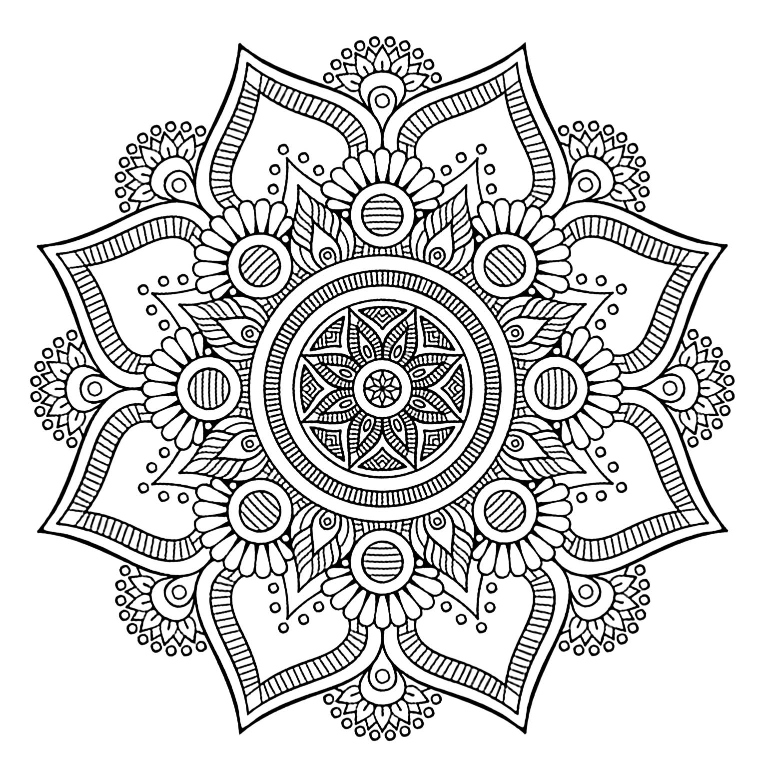 La Grosse Fleur - Mandalas - Coloriages Difficiles Pour dedans Mandala Pour Adulte
