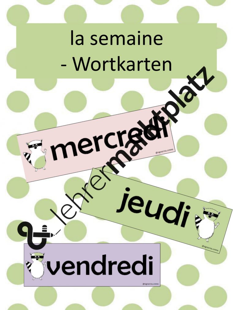 La Semaine _ Wortkarten – Unterrichtsmaterial In Den avec Wochentage Mit Kindern Lernen