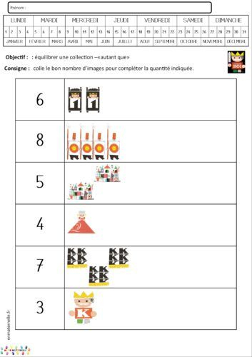 Le Tout Petit Roi : Numération Jusqu'À 8 (Avec Images encequiconcerne Age Moyenne Section Maternelle