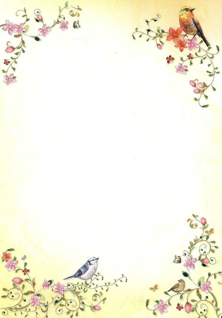Letter Paper Birds And Flowers Tatmotive- Doreens serapportantà Vorlage Briefpapier
