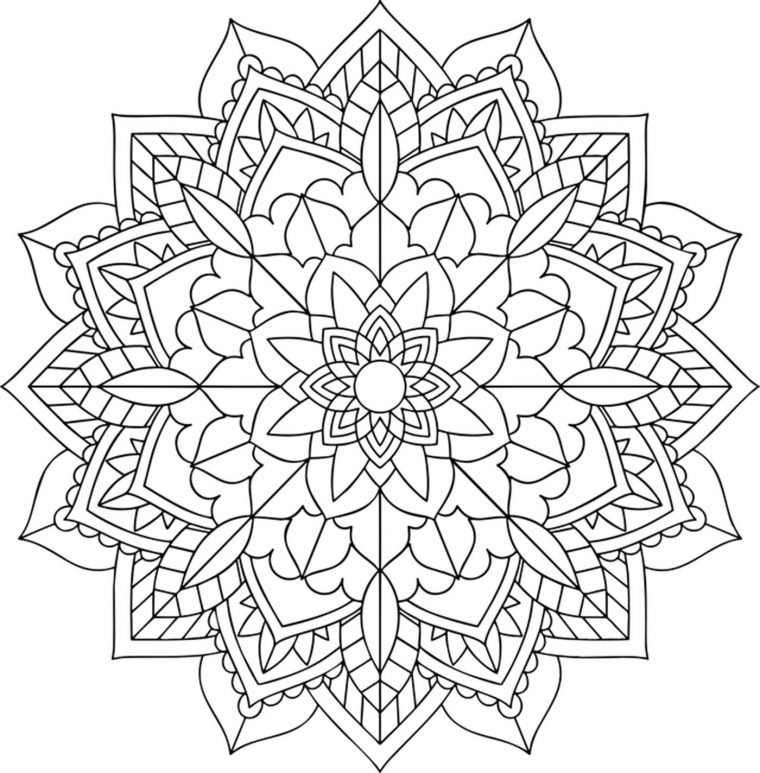 Mandala Floral Simple – Mandalas – Coloriages Difficiles intérieur Mandala Pour Adulte