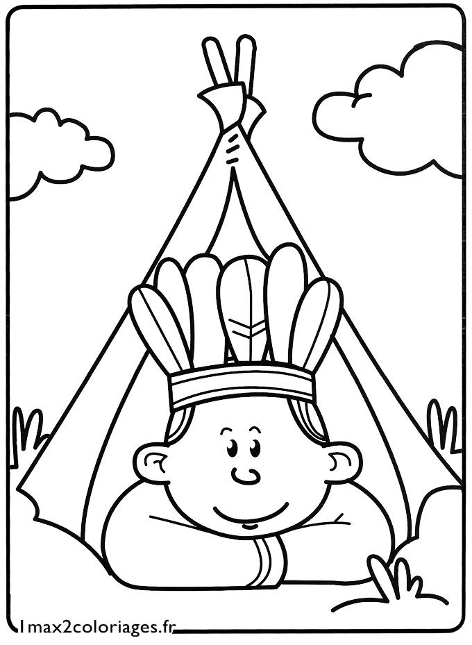 Mes Premiers Coloriages – Le Petit Indien Dans Son Tipi A encequiconcerne Dessin De Tipi
