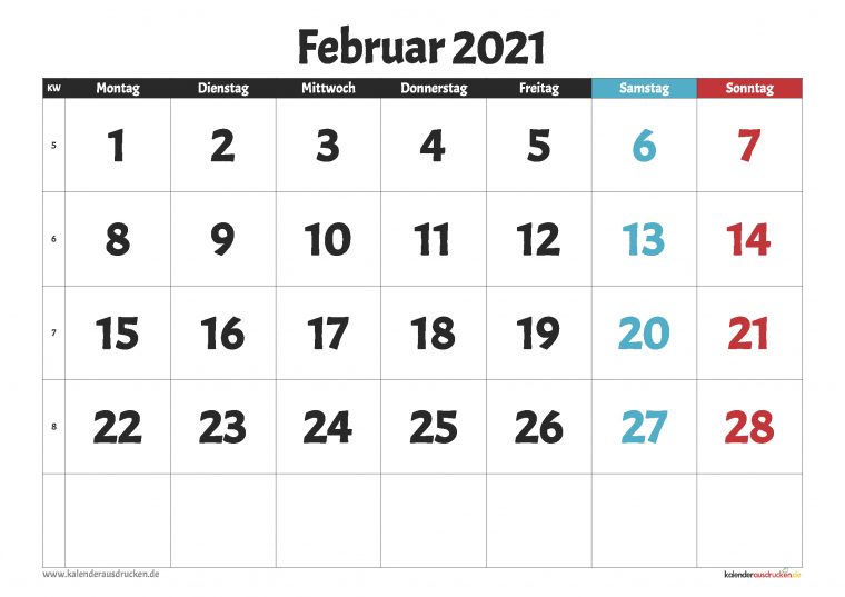 Monatskalender 2021 Zum Ausdrucken Kostenlos / Kalender pour Monatskalender Zum Ausdrucken