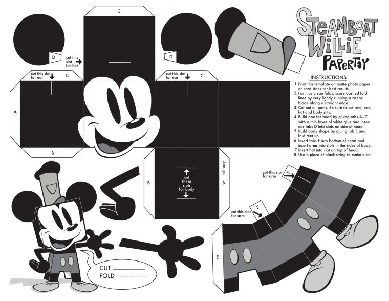 Papertoy_Disney – Mickey Mouse Nb | Paper Toys Template pour Paper Toy A Imprimer
