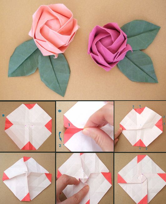 Papierfaltkunst – Origami Rose (Mit Bildern) | Rosen pour Bastelanleitung Papier