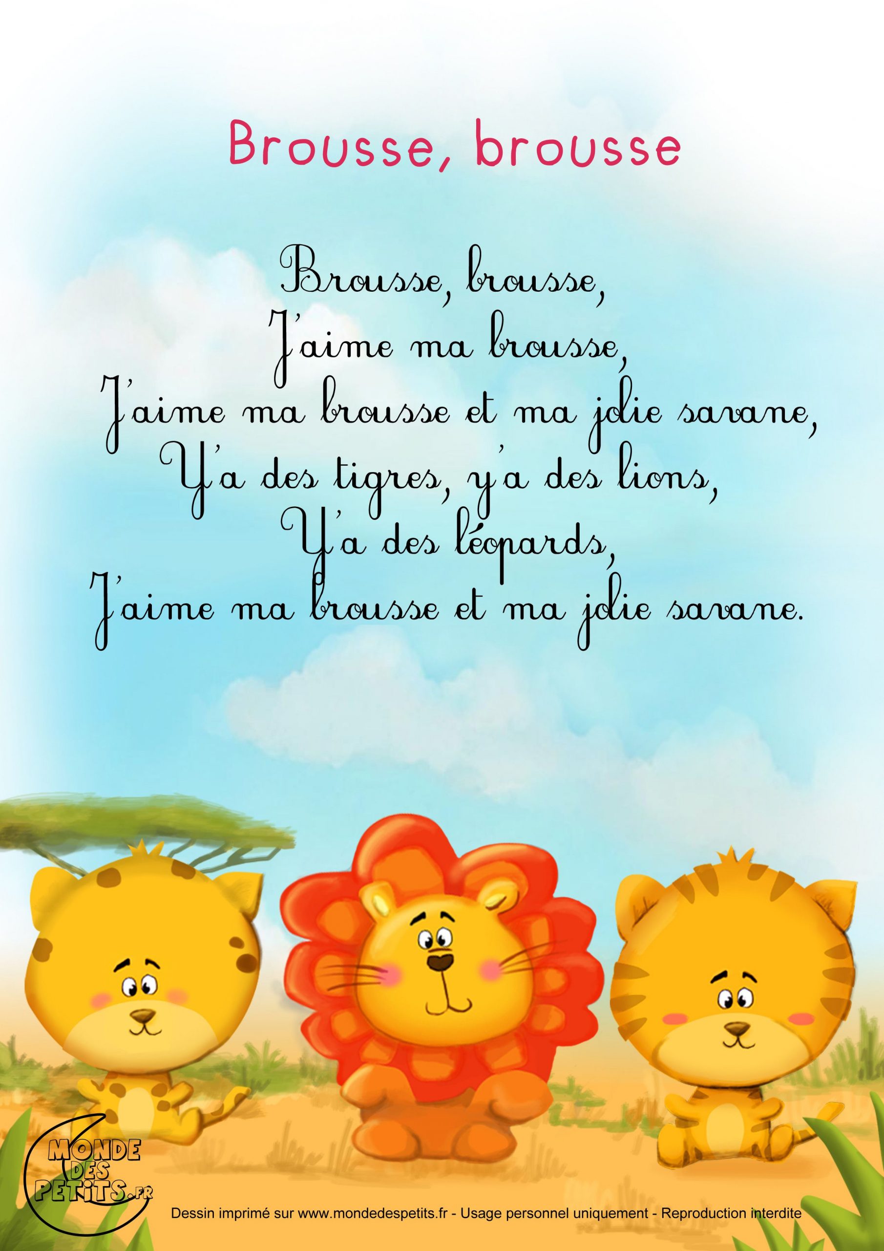 Paroles_Brousse, Brousse, J 'Aime La Brousse | Comptines destiné Contine Pour Enfant