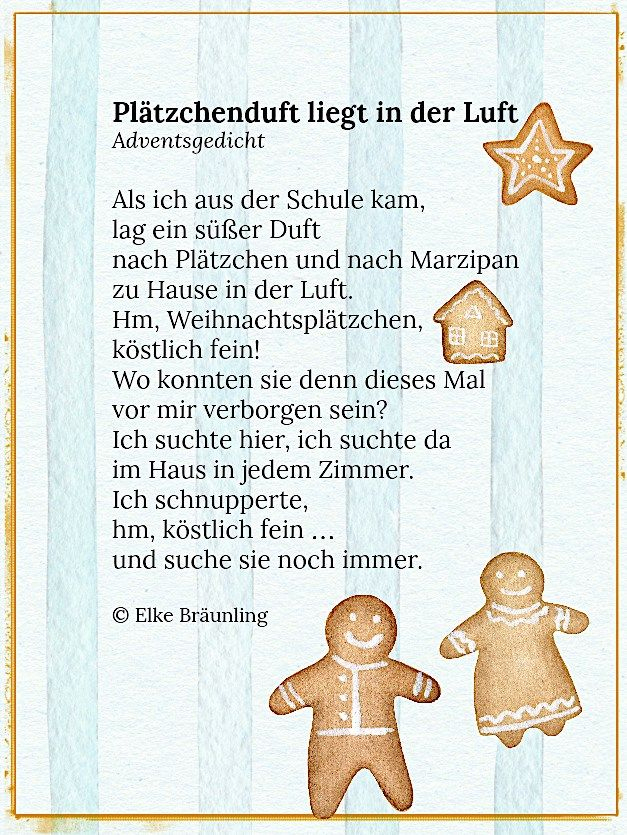 Plätzchenduft Liegt In Der Luft * Elkes Kindergeschichten dedans Gedichte Für Kindergarten Weihnachten